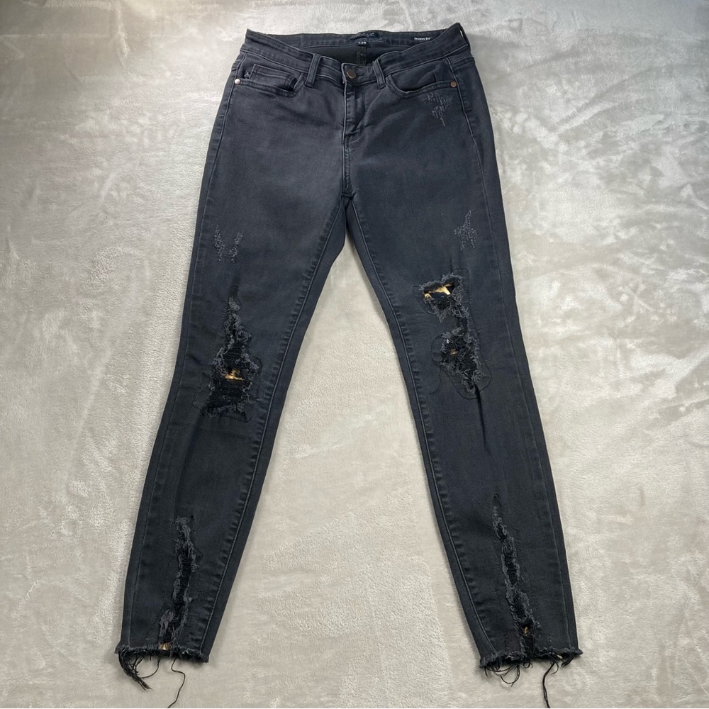 Judy Blue Skinny Fit Jeans Sz 7/28 Leopard Patch Black JB82168BK
